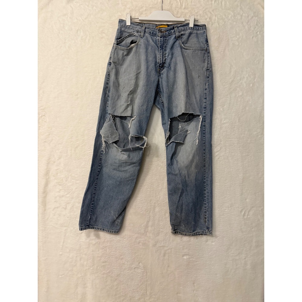 Silver Tab Baggy Jeans Mens Light Wash Distressed Skater Grunge Denim Pants